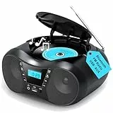 Greadio Tragbarer CD Player Bluetooth 5.1, Boombox Radio mit CD-Player, USB, AUX-In, Netz- und Batteriebetrieb, LCD Display, Kompatibel mit CD/CD-R/CD-RW, CD Spieler für zu Hause oder draußen
