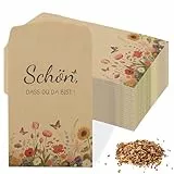 lafo 60 Stück Schön, dass du da bist Samentüten Gastgeschenke Taufe Hochzeit, Geschenktüten Blumensamen für Hochzeit Taufe Kommunion Konfirmation Geburtstag (braun)