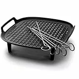 Philips Airfryer-Zubehör-Grillkit XXL, Antihaft-Grillplatte, doppellagiges Kochen, mit 6 Spießen, spülmaschinenfest, Rezept-App, schwarz (HD9959/00)