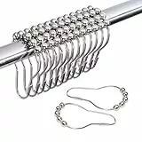 DikGifk 12 Stück Duschvorhangringe Duschvorhang Haken, Edelstahl Rostfrei Aufhängeringe mit Gleitsystem, Leicht Gleitende Ösen für Duschvorhangstange & Gardinenstange, Chrom/Silber Finish 75x39mm