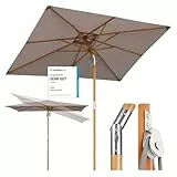 Sekey Sonneschirm 200 x 300 cm Holz-Sonnenschirm Marktschirm Gartenschirm Terrassenschirm UV50+