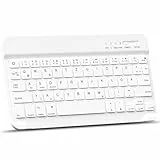 MMK Bluetooth-Tastatur, Deutsches QWERTZ-Layout, Leise Tasten, Mini Wireless Keyboard für iPad 10. Generation/iPad Pro/iPad Air/iPad mini/iPad 10.2'/iPad 9.7 ', iPhone, Android, Windows (Weiß)