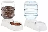 Amazon Basics 2 Stück, Hundefutter- und Wasserspender, Futter- und Wasserspender für Haustiere, Größe S, Klar, Grau