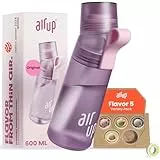 air up® Trinkflasche (600 ml) für Schule, Sport, Gym | inkl. 5 zuckerfreien Duft-Pods & Strohhalm | Wasserflasche in Lila mit Geschmack - auch für Kinder, Jungen, Mädchen | Kohlensäure-geeignet