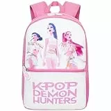 Get Trend Huntrix Kpop Demon Hunters Rucksack Kinder, Leicht, Weich Gepolstert & Verstellbarer Riemen, Anime Kinderrucksack für Schule, Sport, Freizeit, Anime Geschenk für Mädchen (Rosa/Weiß)