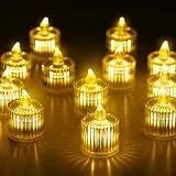 daphomeu Led Kerzen,12 Stück Led Flackernde Flamme Teelichter,Votivkerzen Anwendbar auf Weihnachten，Hochzeitsdeko,Halloween deko-Durchmesser 4 cm x Höhe 5 cm