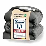 WAVVE Bettdecke 135x200 cm Ohne Bezug Ganzjahresdecke 4 Jahreszeiten, Steppdecke 300gsm Mikrofaser 135x200cm, Super Weiche Zudecke Schlafdecke Atmungsaktive 135 x 200, Grau