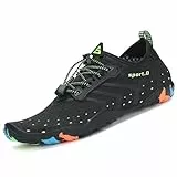 SAGUARO Badeschuhe Strandschuhe Aquaschuhe Wasserschuhe Surfschuhe Schwimmschuhe für Damen Herren Kinder, Neu-schwarz, 40 EU