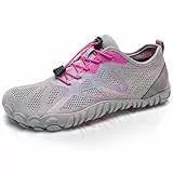 IceUnicorn Herren Damen Barfußschuhe Traillaufschuhe Fitnessschuhe Knit Minimalistische Breiter Zehenbox(A Rosagrau,39EU)