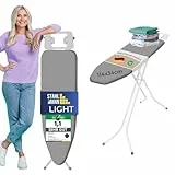 STAHLMANN ® Bügelbrett [114x34 Bügelfäche ] grau mit rutschfesten Füßen – robuster Bügeltisch – extra stabiles Bügelbrett [Made IN EU] – Tischbügelbrett