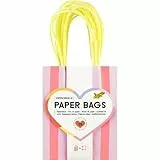 Folia 21226 - Paper Bags Stripes NEON S, 20 Papiertüten aus 110 g/m² FSC-Mix Papier in 4 Farben, ca. 12 x 15 x 5,5 cm, zum Basteln, Verzieren und Verschenken