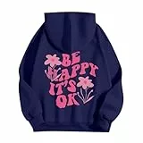 FeiBeauty Hoodie Damen Hoody Mit Kapuze Backprint Langarm Pullover Frauen Übergangs Warm Kapuzenpullover Sweatjacke