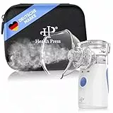 Health Press Inhalationsgerät – Tragbares, Reisetaugliches Inhaliergerät für Erwachsene & Kinder – Inhalator mit Aufbewahrungsbox, Mundstück, Masken, Kabel – Leiser Vernebler für effektive Inhalation