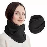 Figarge Winter Halswärmer - Dicker Fleece Schal Mit Doppelschnalle, Kragen Für Frauen, Snood, Warmer Halswärmer, Mode-Accessoire Für Alle Anlässe (Schwarz)