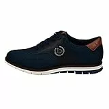 Bugatti Schnürhalbschuh aus atmungsaktivem Materialmix, Memory Foam, elastische Schnürsenkel, Dunkelblau, 43 EU