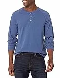 Amazon Essentials Herren Henley-Shirt mit langen Ärmeln und normaler Passform (erhältlich in Übergrößen), Blau Heide, XL