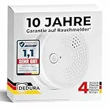 Rauchmelder 4er Set mit 10 Jahre Garantie BSI Zertifiziert nach DIN EN14604 inkl. 9V Batterie Rauchwarnmelder Brandmelder Feuermelder