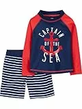 Simple Joys by Carter's Baby Jungen Swimsuit Trunk and Rashguard Rash-Guard-Set, Marineblau Rot Anker/Weiß Streifen, 6-9 Monate