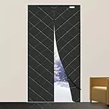 WENT Magnet Wärmeschutzvorhang für Türen. Höhe 205 cm, Breite 90 cm, Volle Größe, Thermo Türvorhang, Isolier Schutz Vorhang, Haustierfreundlich, Wasserdicht, Winddicht, Schwarz