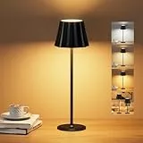 Suright Tischlampe Kabellos, 5000mAh Akku Tischleuchte mit 3 Farbmodi & Stufenlos Dimmbar, LED Tischlampe IP54 Wasserdicht für Outdoor Camping, Terrasse, Wohnzimmer, Schlafzimmer