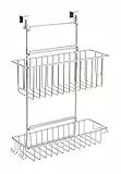 WENKO Einhängekorb Flexi, Organizer mit 2 Etagen zum Einhängen an Schublade und Schranktür, geeignet für Badezimmer und Küche, Befestigung ohne zu Bohren, aus verchromten Metall, 32 x 47 x 12,5 cm