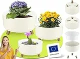 uandu 3er Blumentopf Set, 3 Größen, BPA frei Kunststoff Blumenständer fürs Zuhause, Plant Pot, übertopf, Flower Pot, Pflanzkübel, Pflanztöpfe, Blumentöpfe, Blumentopf Gross, Pflanzentopf Groß