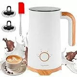 Elektrischer Milchaufschäumer, Automatischer Warm- und Kaltschaumbereiter und Milchwärmer (4-in-1) mit 2 Schneebesen für Latte Macchiato, Cappuccino, Macchiato, heiße Schokolade und Kaffee