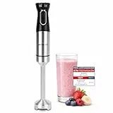 EMERIO Stabmixer mit kraftvollen 1000 Watt | Pürierstab (abnehmbar) und Messereinheit aus langlebigem Edelstahl | einstellbare Geschwindigkeit | TURBO Taste | ergonomisch | HB-132381