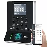 NGTeco Fingerabdruck-Zeiterfassung für Kleinbetriebe, automatische Berechnung der Arbeitsstunden, Mit kostenloser APP Zeiterfassungssystem