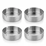 4 Stücke 10cm Edelstahl Aschenbecher Moderne Tischplatte Aschenbecher für Innenraum und Draußen