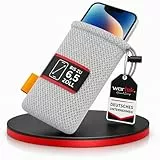 Universal Handytasche 18,5X 9cm Handysocke für Smartphone bis 6,5 Zoll - Nylon Mesh Beutel klein Handy Zubehör Handy Tasche Netzbeutel mit Kordelzug Telefontasche Powerbank Kopfhörer Netztasche Grau