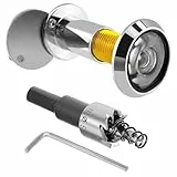 QZKJQDD Türspion, 220° Weitwinkel Optische Glaslinsen, Bohren Mit Tür Spion Ø 16mm, Ring Türspion, Der Türspion ist längenverstellbar und für Türen mit einer Dicke von 40-60 mm geeignet (Silber)
