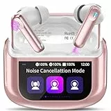 Touchscreen Bluetooth Kopfhörer, In Ear Kopfhörer Kabellos Bluetooth 5.4 mit ANC+ENC Noise Cancelling Mic, 48Std Immersiver Tiefer Bass Earbuds mit 5 EQ-Modi, IP7 Wasserdicht Ohrhörer, USB-C Roségold