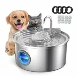 Invengo Katzenbrunnen Edelstahl, 3.2L Ultra-Leiser Trinkbrunnen für Katze mit Wasserstandsanzeige und 5-Fach Filtersystem - Haustierbrunnen für Katzen und Kleine Hunde, Inklusive 4 Ersatzfiltern