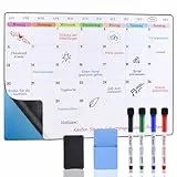 POPRUN 60×40cm Whiteboard Monatsplaner/Wochenplaner Abwischbar Selbstklebend für die Wand, Glas und Holz(jede glatte Oberfläche) Familienplaner, Planungstafel, Monatskalender, Memoboard auf Deutsch