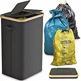 DOKRVLOQ Gelber Sack Ständer Stabil mit Deckel - Großer Mülleimer & Müllsackhalter für Küche & Haushalt | 70L-120L Müllsystem Behälter Schwarz - Praktischer Müllsackständer