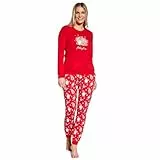 cornette Schlafanzug Damen lang, Pyjama Damen, Schlafanzug Set, Baumwolle 100%, Weihnachtsstil, Nachtwäsche langärmliges Bluse und Lange Hose, Bequem und entspannt, hergestellt in der EU