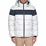 Tommy Hilfiger Herren Down Alternative Hooded Puffer Jacket (Standard and Big & Tall) Daunenalternativer Mantel, Ice Midnight Stripe, XXL