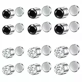 WillTen 12Pcs Fake Nose Stud Fake Nose Piercing, Fake Stud Ohrringe Lip Stud für Männer, Fake Nose Ring Fake Ohrringe Stud Non Piercing Nose Ring Clip auf Nase Septum für Frauen, Silver&Black