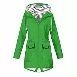 EMATOP Softshelljacke Damen Wasserdicht Atmungsaktiv Regenjacke Lang Einfarbig Parka Jacke Langarm Elegant Regenmantel Leichte Bequem Wanderjacke mit Kapuze Funktionsjacke Outdoor Übergangsjacke