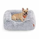 Feandrea Hundebett, Hundekissen, 71 x 55 x 18 cm, Hundekorb, weiche Polsterung, Hundesofa, erhöhte Ränder, Bezug abnehmbar und maschinenwaschbar, rutschfest, Ombré-Grau PGW271G01