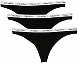 Calvin Klein Damen 3er Pack Strings Thong Unterwäsche, Schwarz (Black/Black/Black), L