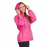 PERLETTI Regenjacke Damen Pink mit Hohe Sichtbarkeit - Reflektierende Regenponcho Windbreaker Trainingsjacke für Frauen - Wasserdichte Outdoor Rain Jacket - Anorak für Freizeit (L, Rosa)