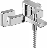 hansgrohe Vernis Shape - Badewannenarmatur Aufputz für 2 Verbraucher, Mischbatterie Badewanne mit Auslauf Länge 16,6 cm, Einhebelmischer Wanne, Chrom