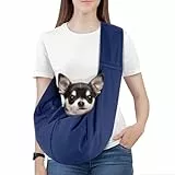 Pawaboo Hundetragetasche Welpen, Tragetuch Hund Katzen Verstellbar, Tragetuch Haustiere Umhängetasche, Tragbare Transporttasche für Hunde Bis zu 12 lbs, Indigo