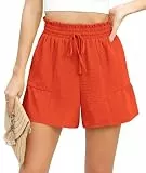 Yommay Sommer Kurze Hose für Damen Casual Bequem Sport Gym Pyjama ShortsFrauen Kordelzug Taschen Locker Kurzhosen,Koralle,3XL