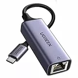 UGREEN USB C Ethernet Adapter 1000Mbps, Thunderbolt USB C LAN Adapter Netzwerkadapter Kompatibel mit iPhone 17, iPad Pro/Air, MacBook Pro/Air, Galaxy S25, Steam Deck (Grau-Type C)