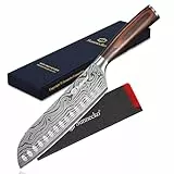 Sunnecko 17cm Santoku Messer Küchenmesser Kochmesser - Kochmesser Profi Messer Japanisches Messer Scharf Küchenmesser Allzweckmesser Küche Chef Knife