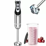 FRESKO Stabmixer, 1000W Edelstahl pürierstab mit 12 Geschwindigkeitsstufen, TURBO-Taste, 700ml Becher mit Deckel für die Zubereitung von Soße, Babynahrung und Suppe