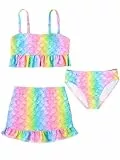 Comfyouth Badeanzug Bikini Mädchen 3 Teilig Bikini Teenager Mädchen Verstellbare Schultergurte Badeanzüge Kinder 4-12 Jahre